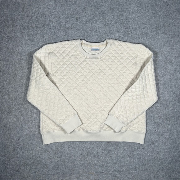 Columbia Sweaters - Columbia Sweatshirt Womens XL Cream Quilted Crewneck Pullover‎ Outdoor Casual